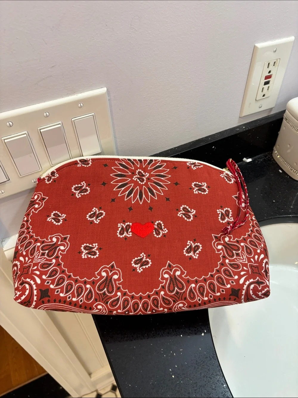 NWOT Red Bandana-Print Clutch